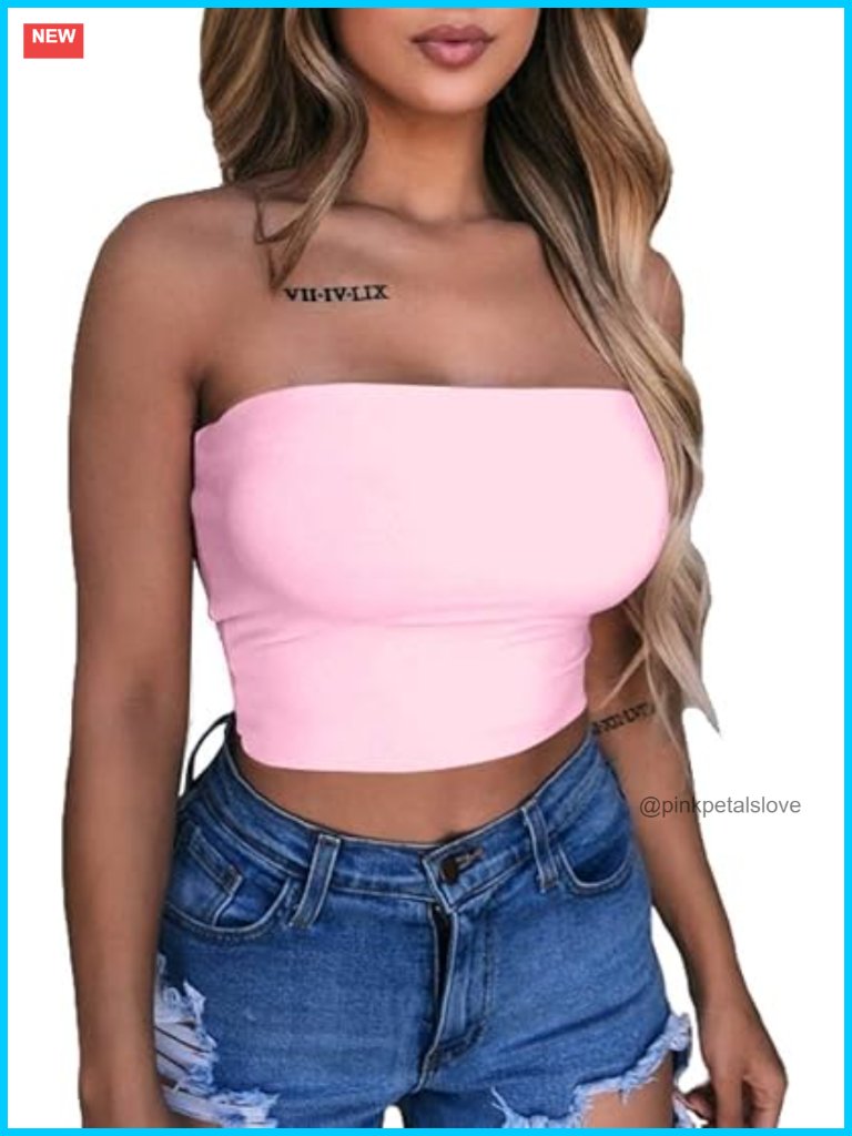 Sleeveless Stretchy Solid Strapless Crop Top Tube Top